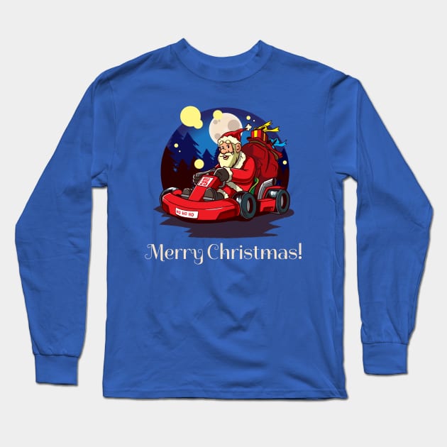 Go Kart Santa Merry Christmas Long Sleeve T-Shirt by Design Seventytwo